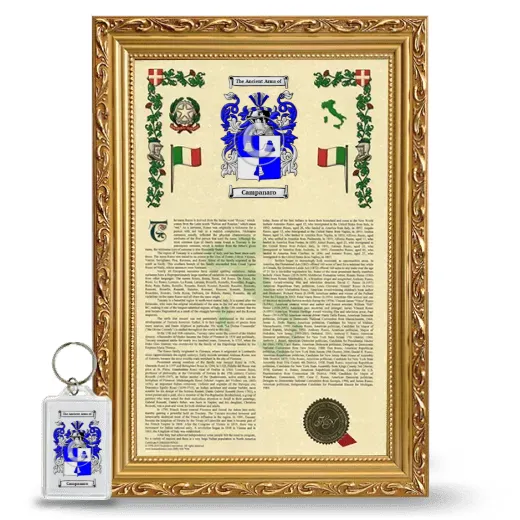 Campanaro Framed Armorial History and Keychain - Gold