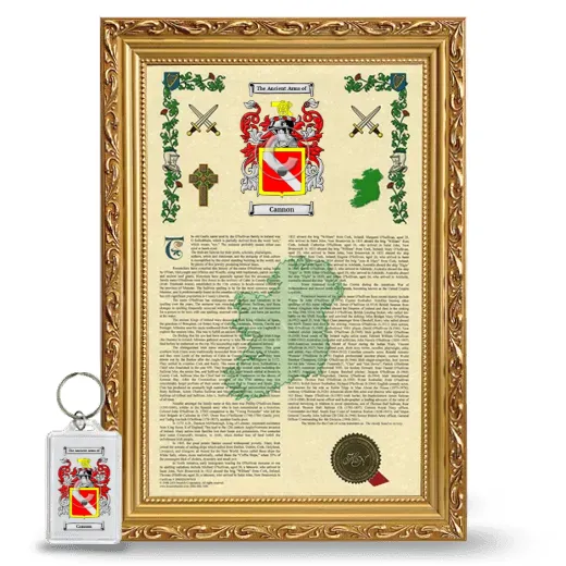 Cannon Framed Armorial History and Keychain - Gold