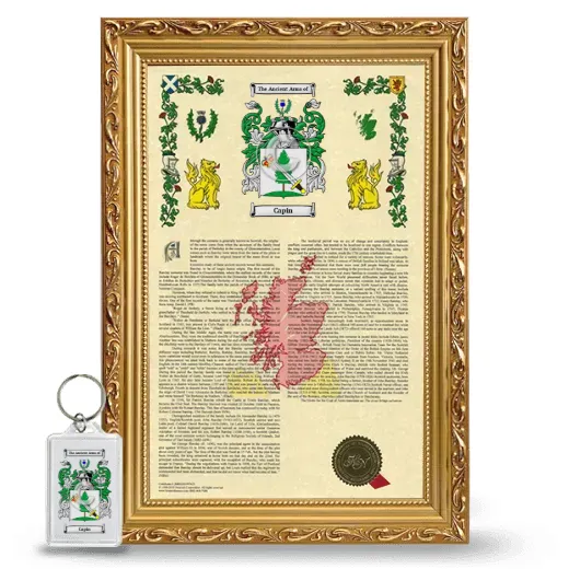 Capin Framed Armorial History and Keychain - Gold
