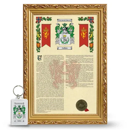 Carlsen Framed Armorial History and Keychain - Gold