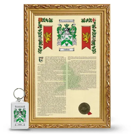 Carlson Framed Armorial History and Keychain - Gold