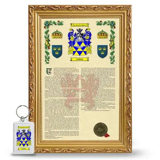 Carlson Framed Armorial History and Keychain - Gold