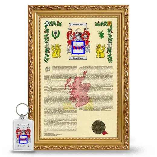 Carmichan Framed Armorial History and Keychain - Gold