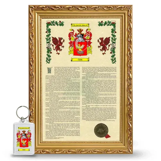 Carn Framed Armorial History and Keychain - Gold