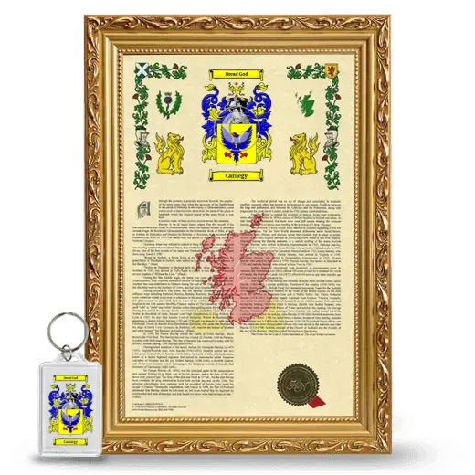 Carnegy Framed Armorial History and Keychain - Gold