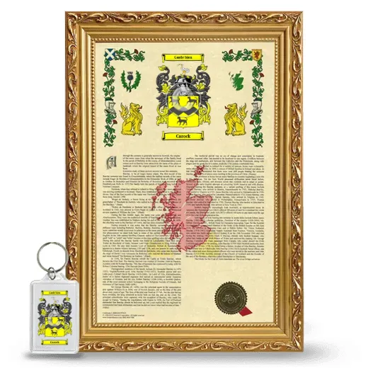 Carock Framed Armorial History and Keychain - Gold