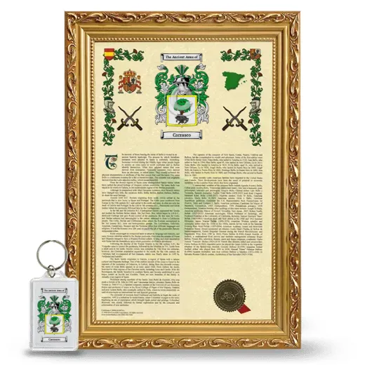 Carrasco Framed Armorial History and Keychain - Gold