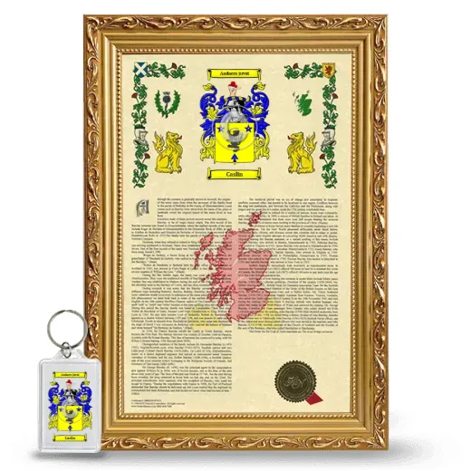 Caslin Framed Armorial History and Keychain - Gold