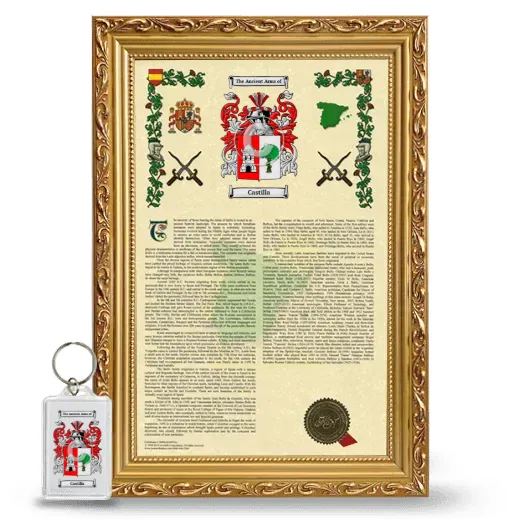 Castilla Framed Armorial History and Keychain - Gold