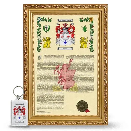 Caul Framed Armorial History and Keychain - Gold