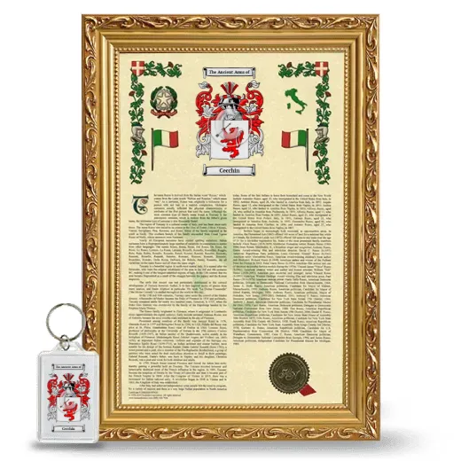 Cecchin Framed Armorial History and Keychain - Gold