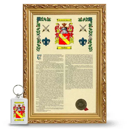 Challons Framed Armorial History and Keychain - Gold