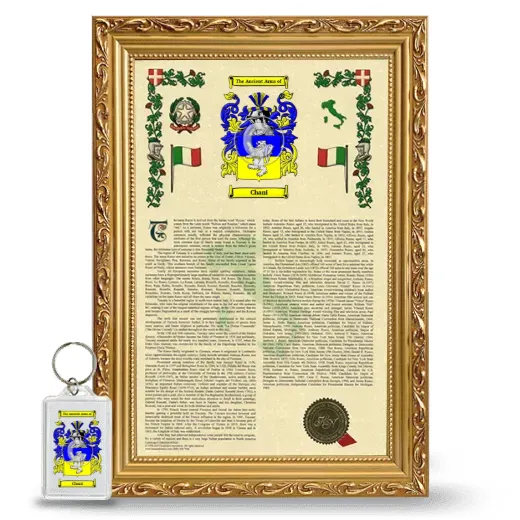 Chani Framed Armorial History and Keychain - Gold