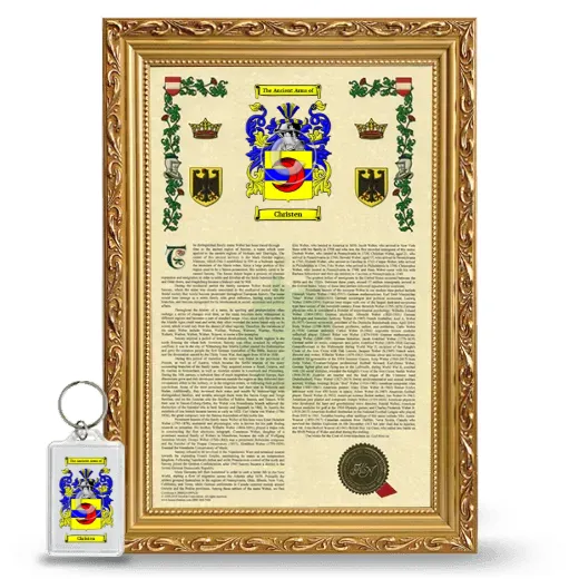 Christen Framed Armorial History and Keychain - Gold
