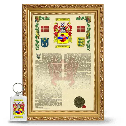 Christensen Framed Armorial History and Keychain - Gold