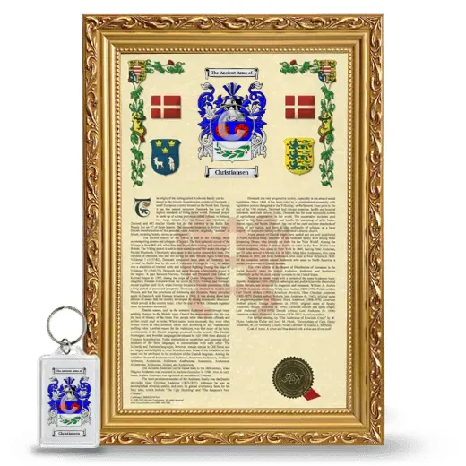 Christiansen Framed Armorial History and Keychain - Gold