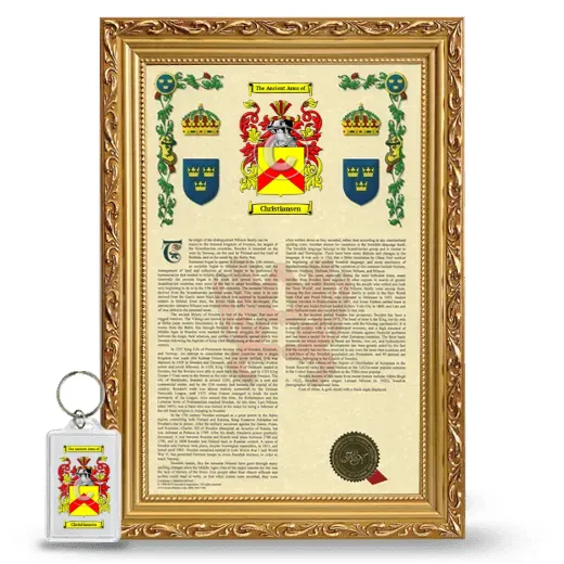 Christiansen Framed Armorial History and Keychain - Gold