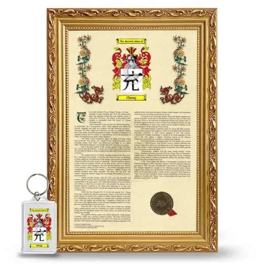 Chung Framed Armorial History and Keychain - Gold
