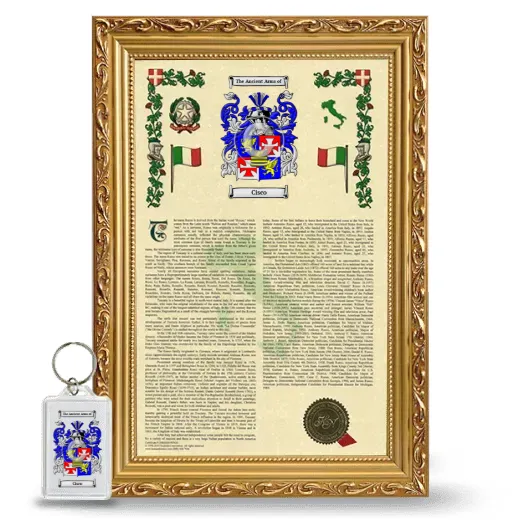 Cisco Framed Armorial History and Keychain - Gold