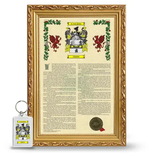 Cleaves Framed Armorial History and Keychain - Gold