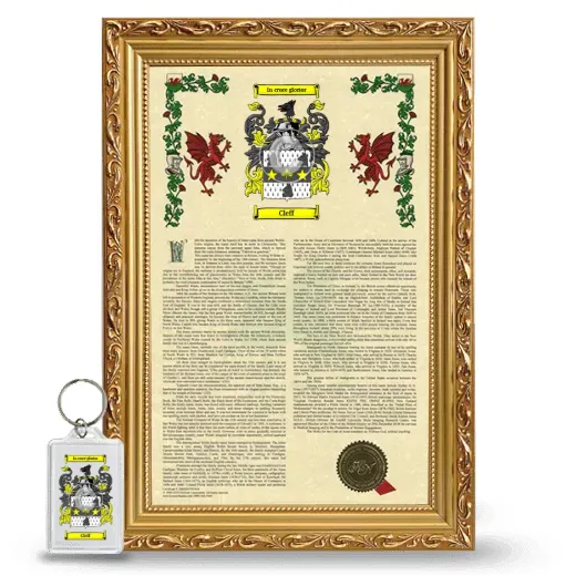 Cleff Framed Armorial History and Keychain - Gold