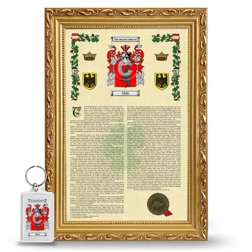 Clein Framed Armorial History and Keychain - Gold
