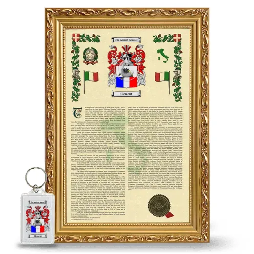 Clement Framed Armorial History and Keychain - Gold