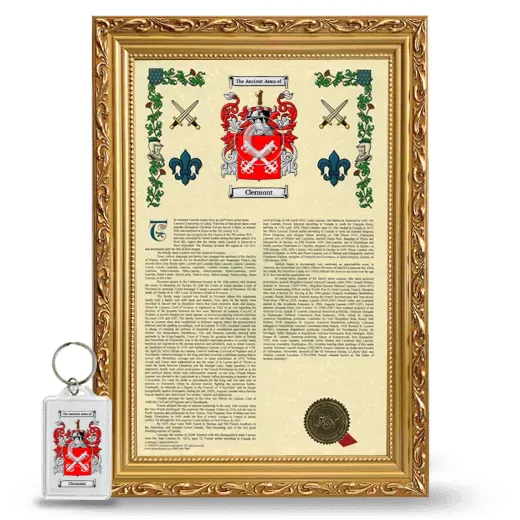 Clermont Framed Armorial History and Keychain - Gold