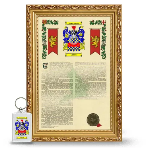 Cliford Framed Armorial History and Keychain - Gold