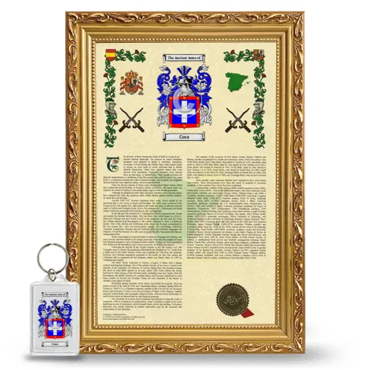 Coca Framed Armorial History and Keychain - Gold