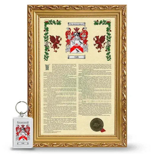 Code Framed Armorial History and Keychain - Gold