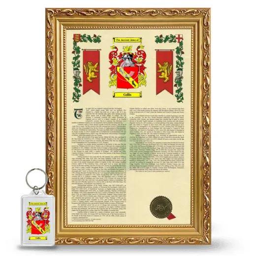 Collis Framed Armorial History and Keychain - Gold