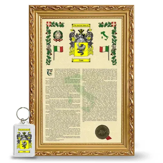 Cont Framed Armorial History and Keychain - Gold
