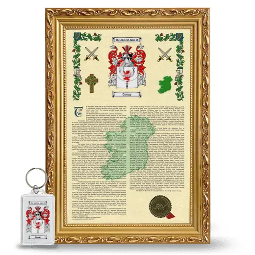 Coony Framed Armorial History and Keychain - Gold