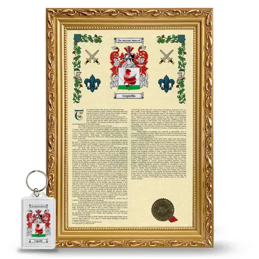 Coquelin Framed Armorial History and Keychain - Gold