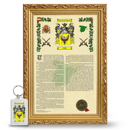 Coria Framed Armorial History and Keychain - Gold