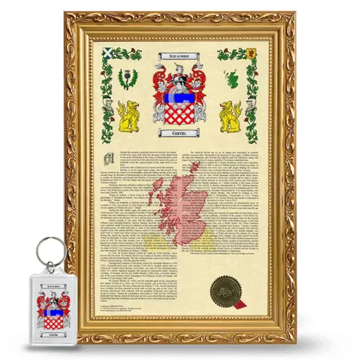 Corvin Framed Armorial History and Keychain - Gold