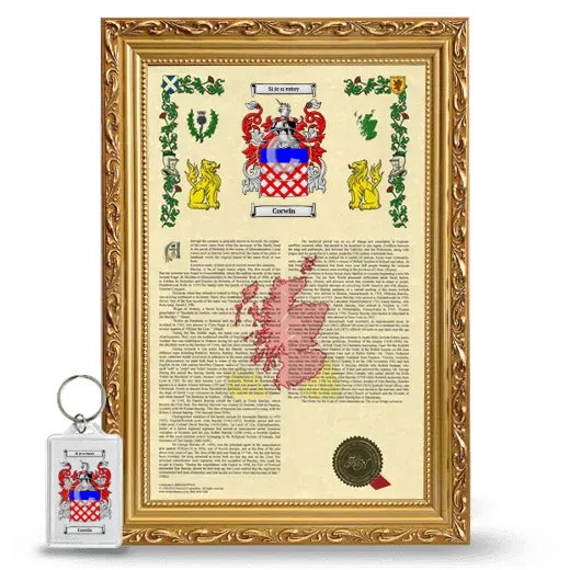 Corwin Framed Armorial History and Keychain - Gold