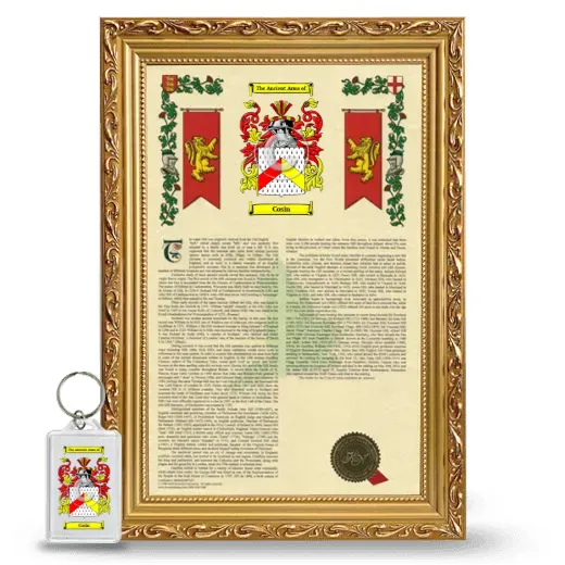 Cosin Framed Armorial History and Keychain - Gold
