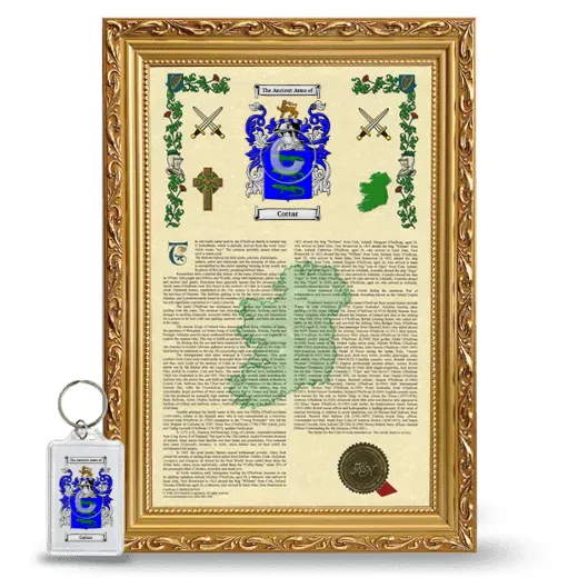 Cottar Framed Armorial History and Keychain - Gold