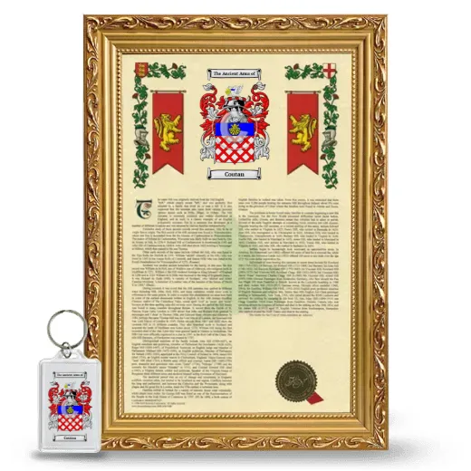Coutan Framed Armorial History and Keychain - Gold