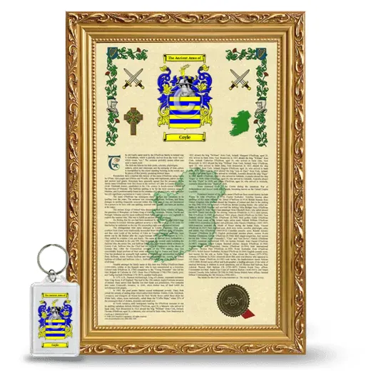 Coyle Framed Armorial History and Keychain - Gold
