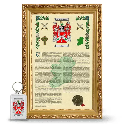 Cullen Framed Armorial History and Keychain - Gold