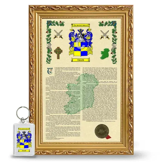 Cusack Framed Armorial History and Keychain - Gold