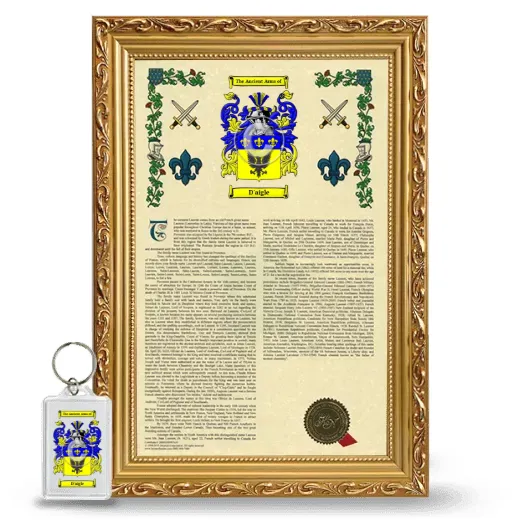D'aigle Framed Armorial History and Keychain - Gold