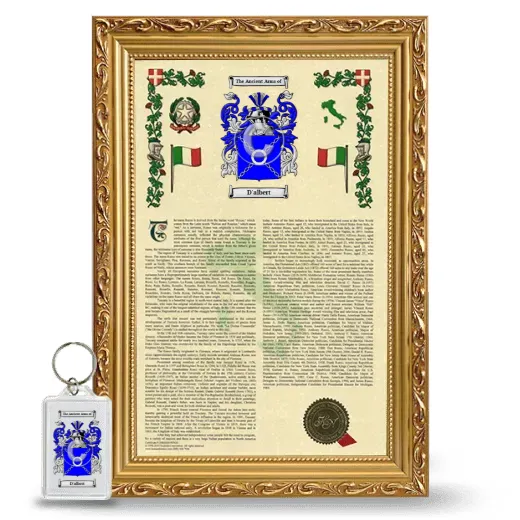 D'albert Framed Armorial History and Keychain - Gold