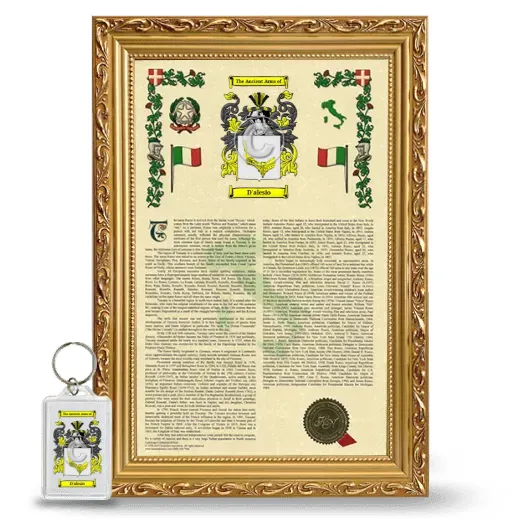 D'alesio Framed Armorial History and Keychain - Gold