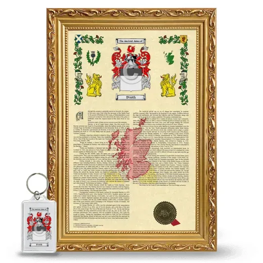 D'erth Framed Armorial History and Keychain - Gold