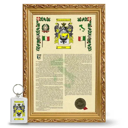D'oria Framed Armorial History and Keychain - Gold