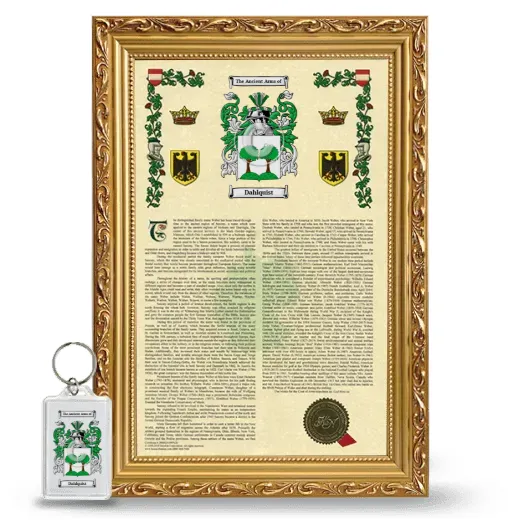 Dahlquist Framed Armorial History and Keychain - Gold